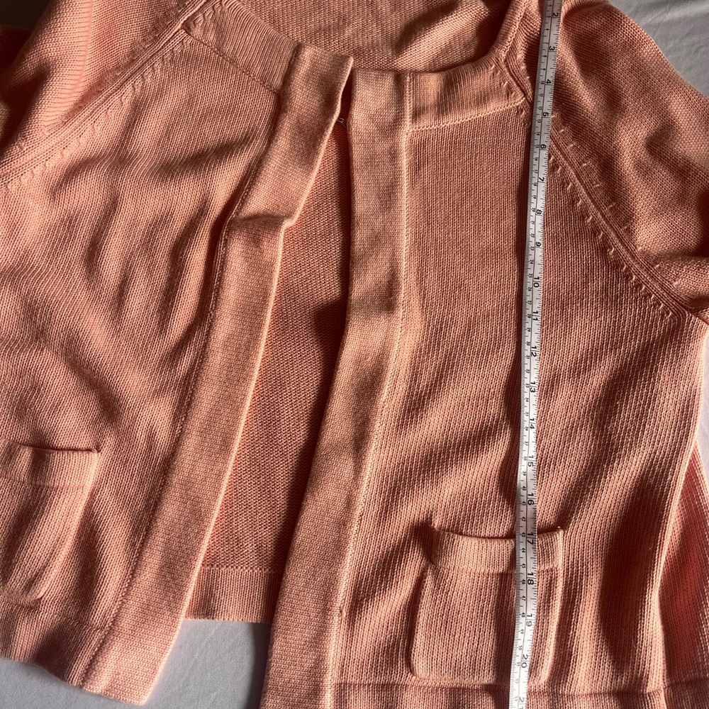 Talbots Pink Open-Front Short-Sleeve Cardigan - Picture 5 of 5